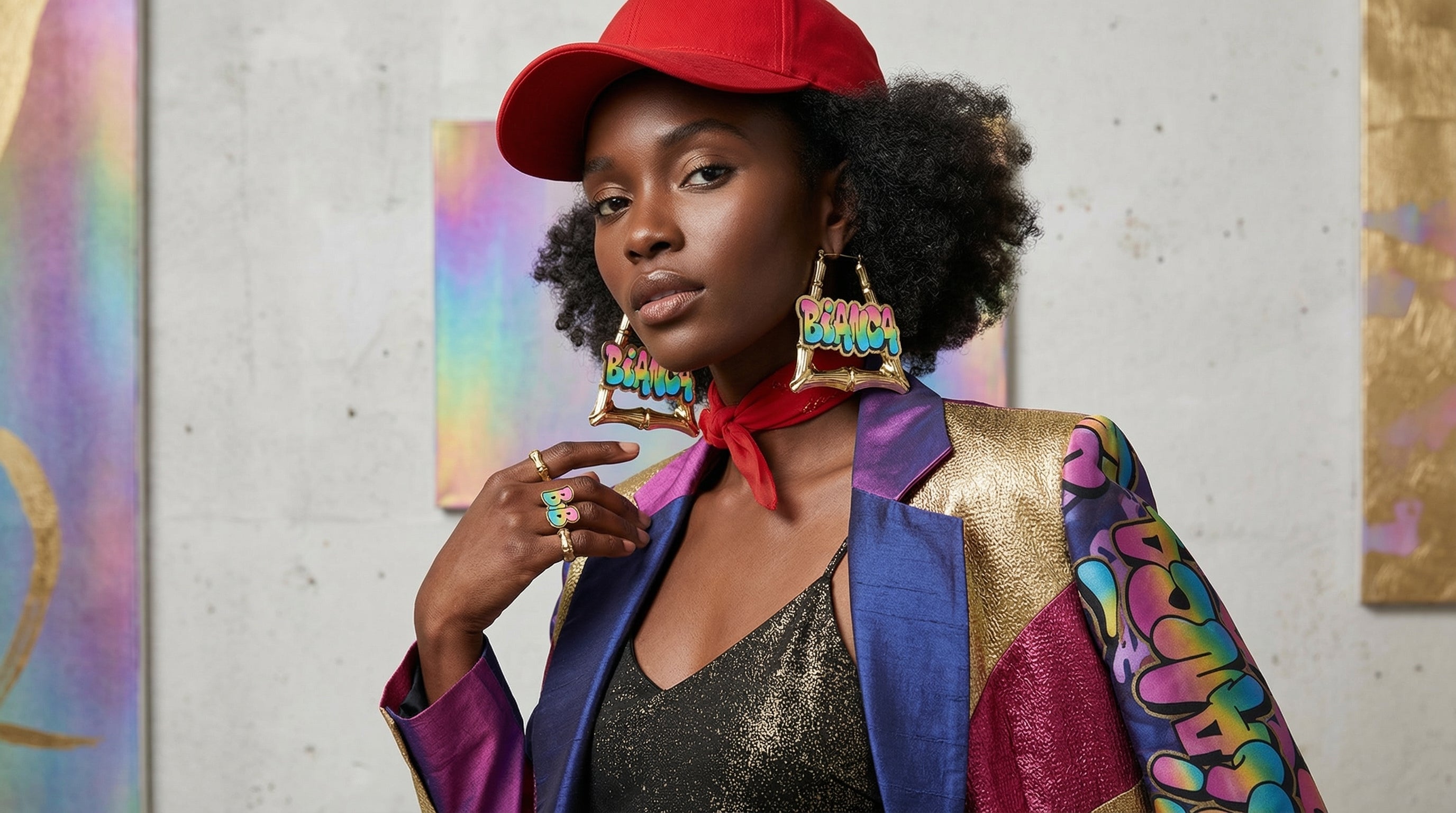 Bamboo Hoop Earrings – Graffiti Statement Name Hoops – Gold Bamboo Festival Earrings – Trendy Custom Hip Hop Jewelry-90's